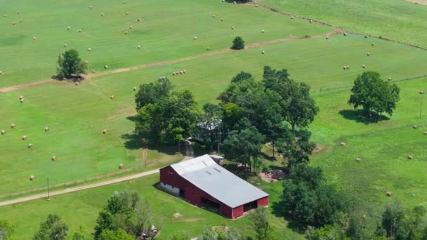 アメリカの農業風景 アメリカ合衆国オハイオ州の田舎の小さな農場納屋 — ストック動画