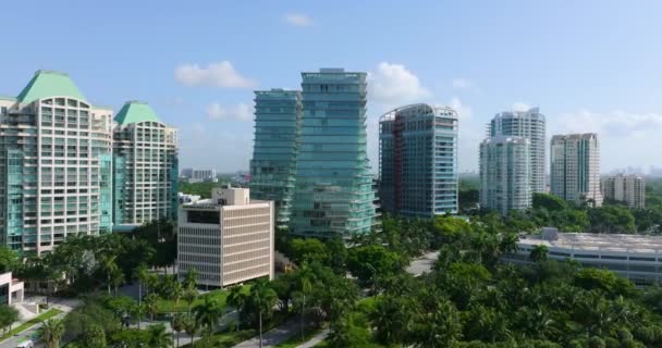 Kokosová Čtvrť Miami Florida Usa Letecký Pohled Americkou Čtvrť Centru — Stock video