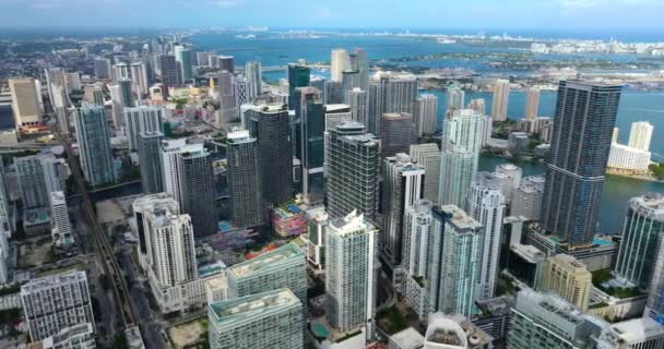 Innenstadt Von Miami Brickell Florida Usa Urbane Landschaft Hoher Wolkenkratzer — Stockvideo
