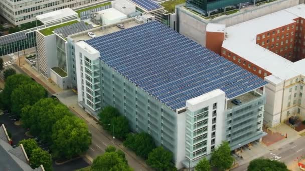 Produção Energia Sustentável Integrada Infraestruturas Urbanas Painéis Solares Fotovoltaicos Sobre — Vídeo de Stock