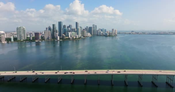 William Powell Bridge Centrala Miami Brickell Florida Usa Stadstrafik Och — Stockvideo
