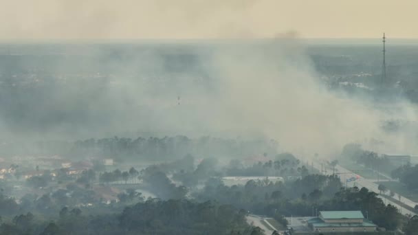 Vista Aerea Forte Incendio Che Brucia Gravemente North Port City — Video Stock