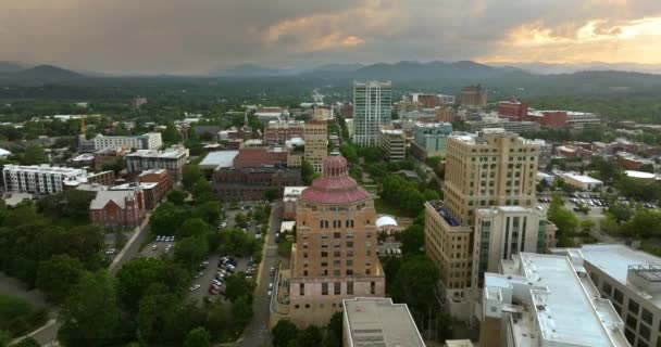 Asheville City Carolina Norte Pôr Sol Arquitetura Centro Cidade Com — Vídeo de Stock