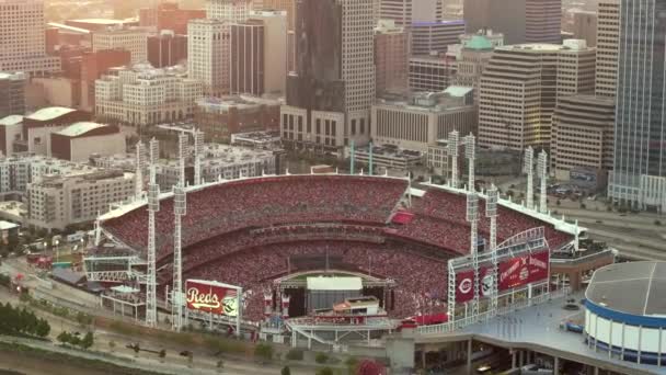 Cincinnati Ohio Stedelijk Landschap Met Honkbalstadion Het Centrum District Great — Stockvideo