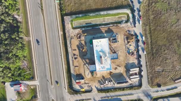 Construcción Nuevo Edificio Pequeñas Empresas Carretera Área Rural Florida — Vídeos de Stock