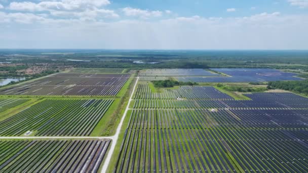 Obnovitelná Elektřina Nulovými Emisemi Udržitelná Elektrárna Mnoha Řadami Solárních Fotovoltaických — Stock video