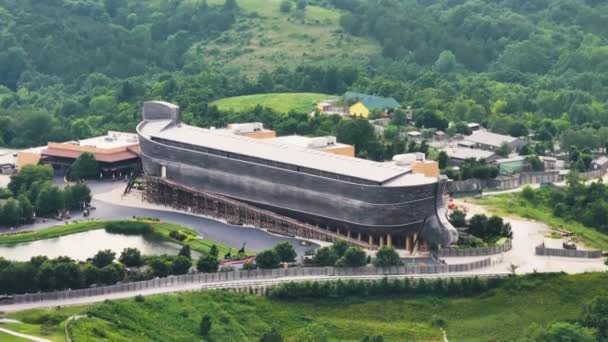 Aerial View Noahs Ark Replica Ark Encounter Theme Park Williamstown — Stock Video