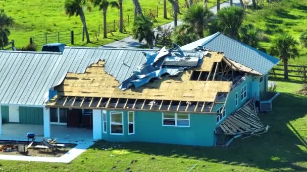 Hurricane Ian Destroyed House Florida Residential Area Natural Disaster Its — Stock Video