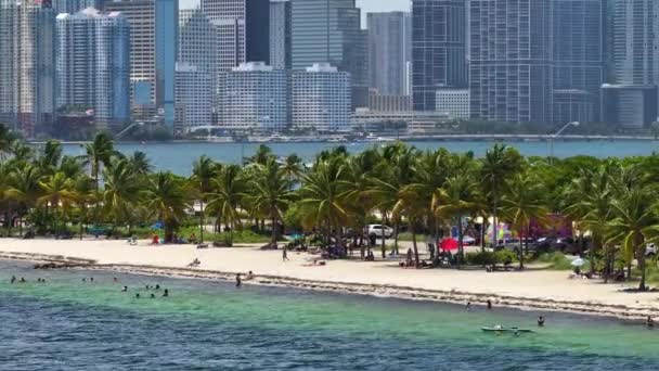 Miejski Krajobraz Hobie Island Beach Park Virginia Key Śródmieściu Miami — Wideo stockowe