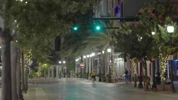 Intersecção Rua Principal Sarasota Florida Bairro Histórico Centro Cidade Com — Vídeo de Stock