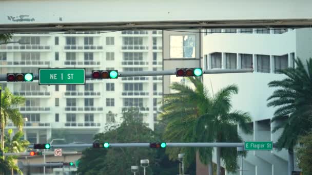 Feu Circulation Américain Miami Floride États Unis Transport — Video