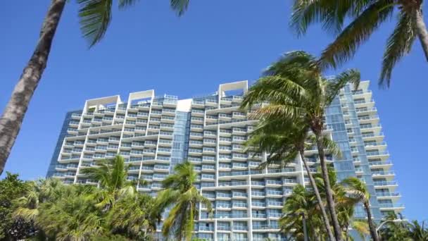 Miami Beach City Luxurious Highrise Hotels Condo Buildings Atlantic Ocean — Stock Video