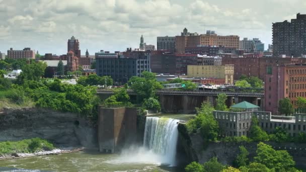 Letecký Pohled Čtvrť High Falls Rochester City New York Městský — Stock video