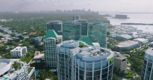 Miami Exklusiva Coconut Grove Kvarter Florida Usa Utsikt Ovanifrån Över — Stockvideo
