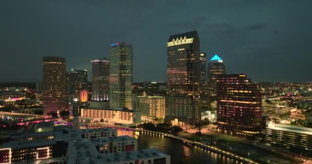 Vista Aérea Centro Cidade Tampa Flórida Eua Edifícios Arranha Céus — Vídeo de Stock