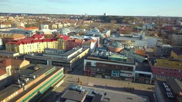 Légi Kilátás Svéd Apartman Épületek Linkoping Lakóövezetben Családi Házak Lakásfejlesztés — Stock videók