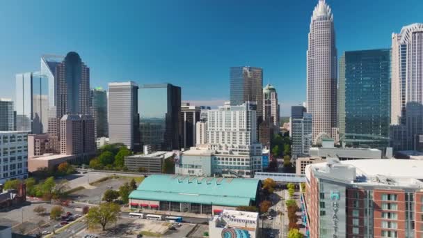 Aerial View Downtown District Charlotte City North Carolina Usa Glass — Stock Video