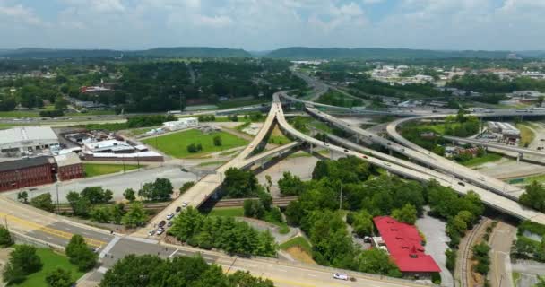 Knoxville Tennessee Hızlı Sürüş Yapan Amerikan Otoyol Kavşağı Abd Ulaşım — Stok video