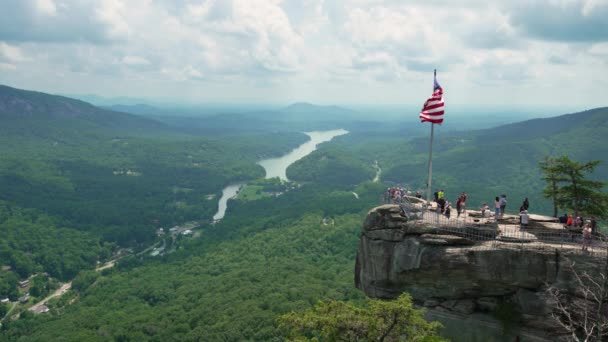 Krajobraz Chimney Rock Północnej Karolinie Blue Ridge Mountains Usa Popularny — Wideo stockowe