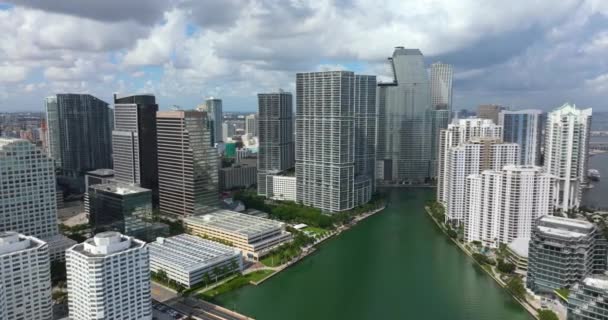 Miami Florida Eua Vista Aérea Distrito Escritórios Baixa Americana Edifícios — Vídeo de Stock