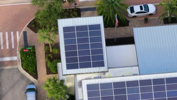 Photovoltaik Module Zur Erzeugung Sauberer Ökologischer Elektrischer Energie Bürogebäude Florida — Stockvideo