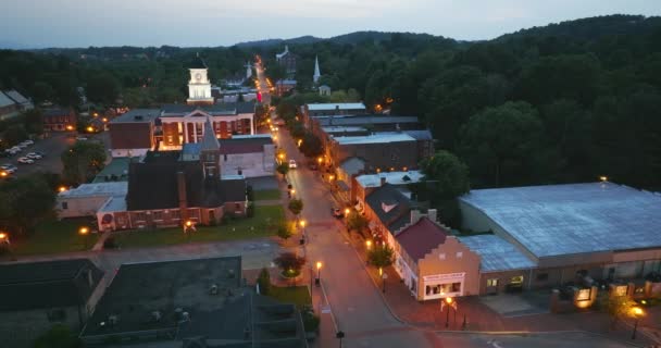 Μικρή Πόλη Της Αμερικής Αρχιτεκτονική Νύχτα Τζόνσμπορο Παλαιότερη Πόλη Του — Αρχείο Βίντεο