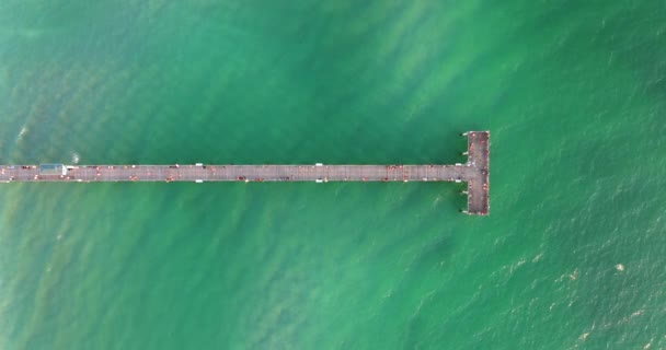 ヴェネツィア フロリダ 釣り桟橋で休暇を楽しんでいる人たち 新鮮な空気のシーサイドサマーアクティビティ — ストック動画
