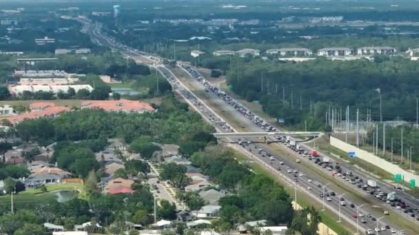 Amerikansk Motorväg Uppbyggnad Med Tung Trafik Sarasota Florida Utveckling Transportinfrastruktur — Stockvideo