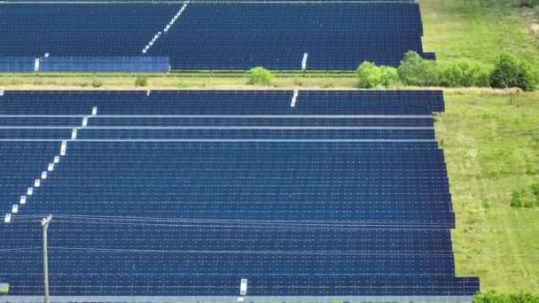Centrale Elettrica Sostenibile Con Filari Pannelli Fotovoltaici Solari Produzione Energia — Video Stock