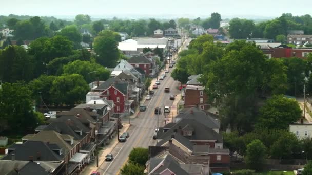 メリーランド州ハッガースタウンの古い歴史的建造物を持つパノラマの街並み アメリカ合衆国の建築 — ストック動画