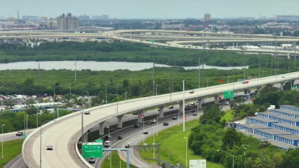 Concepto Infraestructura Transporte Vista Desde Arriba Autopista Peaje Americano Tampa — Vídeo de stock