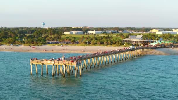 Venise Floride Les Gens Apprécient Les Vacances Sur Jetée Pêche — Video