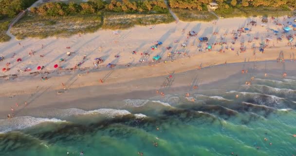 Widok Lotu Ptaka Plażę Nokomis Hrabstwie Sarasota Usa Wiele Osób — Wideo stockowe