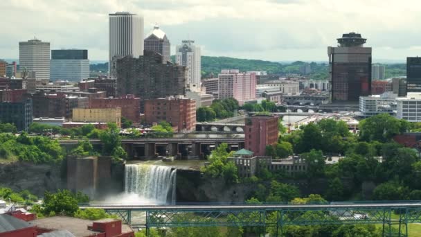 Aerial View Rochester City Upstate New York Urban Skyline High — Stock Video