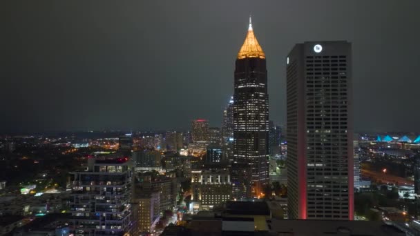 Innenstadt Von Atlanta City Bundesstaat Georgia Hell Erleuchtete Hochhäuser Modernen — Stockvideo