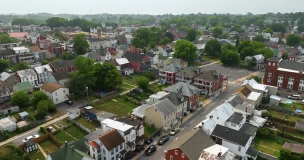 メリーランド州の古い歴史的な都市ハッガースタウンの上からの眺め アメリカ合衆国の歴史的都市景観 — ストック動画