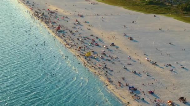Krajobraz Morski Piaszczystą Plażą Siesta Key Sarasocie Usa Wielu Turystów — Wideo stockowe