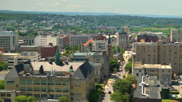 从空中俯瞰宾夕法尼亚历史古城斯克兰顿 东欧城市景观 — 图库视频影像