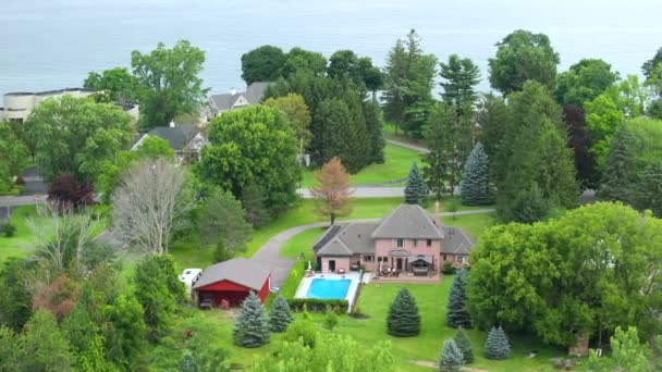 Maison Résidentielle Privée Bord Lac Zone Étalement Banlieue Rochester New — Video