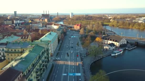 Top Uitzicht Appartement Appartementen Linkoping Stad Zweden Familiewoningen Een Rustige — Stockvideo