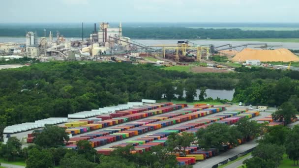Cargo Container Freight Yard Presso Stabilimento Brunswick Cellulosa Georgia Usa — Video Stock