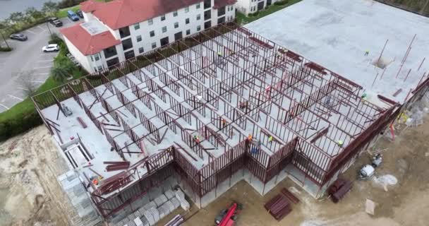 Site Construction Avec Nombreux Travailleurs Équipements Fort Myers Floride Travail — Video