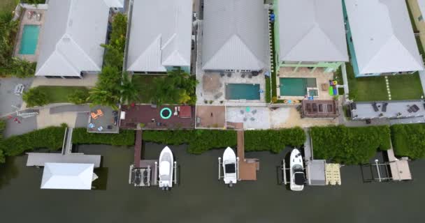 Güney Florida Pahalı Rıhtım Evleri Olan Zengin Bir Mahalle Abd — Stok video