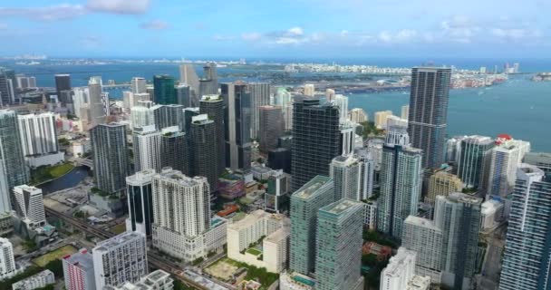 Kontorsdistriktet Miami Brickell Florida Usa Höga Kommersiella Och Bostäder Skyskrapa — Stockvideo