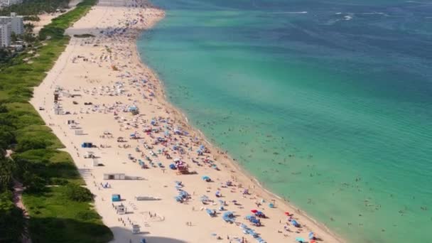 迈阿密 佛罗里达州 美国最受欢迎的度假胜地 美国迈阿密海滩的海洋暖水和沙滩边 美国旅游目的地 — 图库视频影像