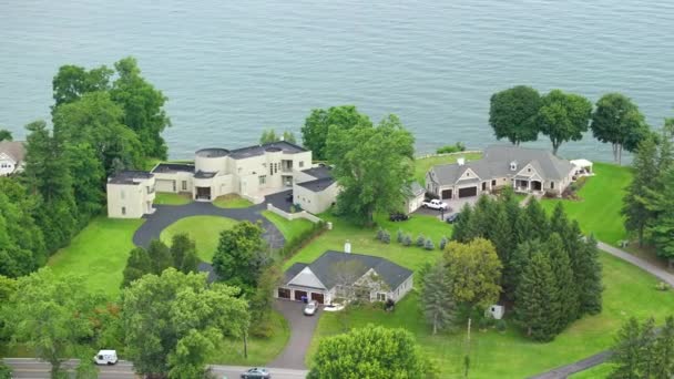 Amerikanska Drömhus Ontario Lakeshore Som Exempel Fastighetsutveckling Amerikanska Förorter Utsikt — Stockvideo