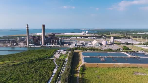 Электростанция Биг Бенд Аполло Бич Недалеко Тампы Флорида Крупная Угольная — стоковое видео