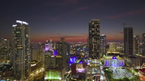 Miami Brickell Belvárosi Kerülete Floridában Usa Ban Éjszaka Magas Kereskedelmi — Stock videók