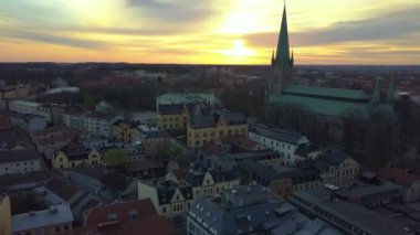 İsveç 'teki eski tarihi Linkoping şehri. İskandinav kasabasında Avrupa mimarisi.