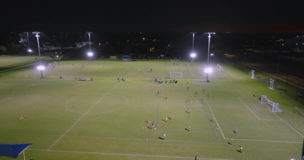 Schoolkids Training Soccer Game School Football Stadium Sports Park North — Stock Video